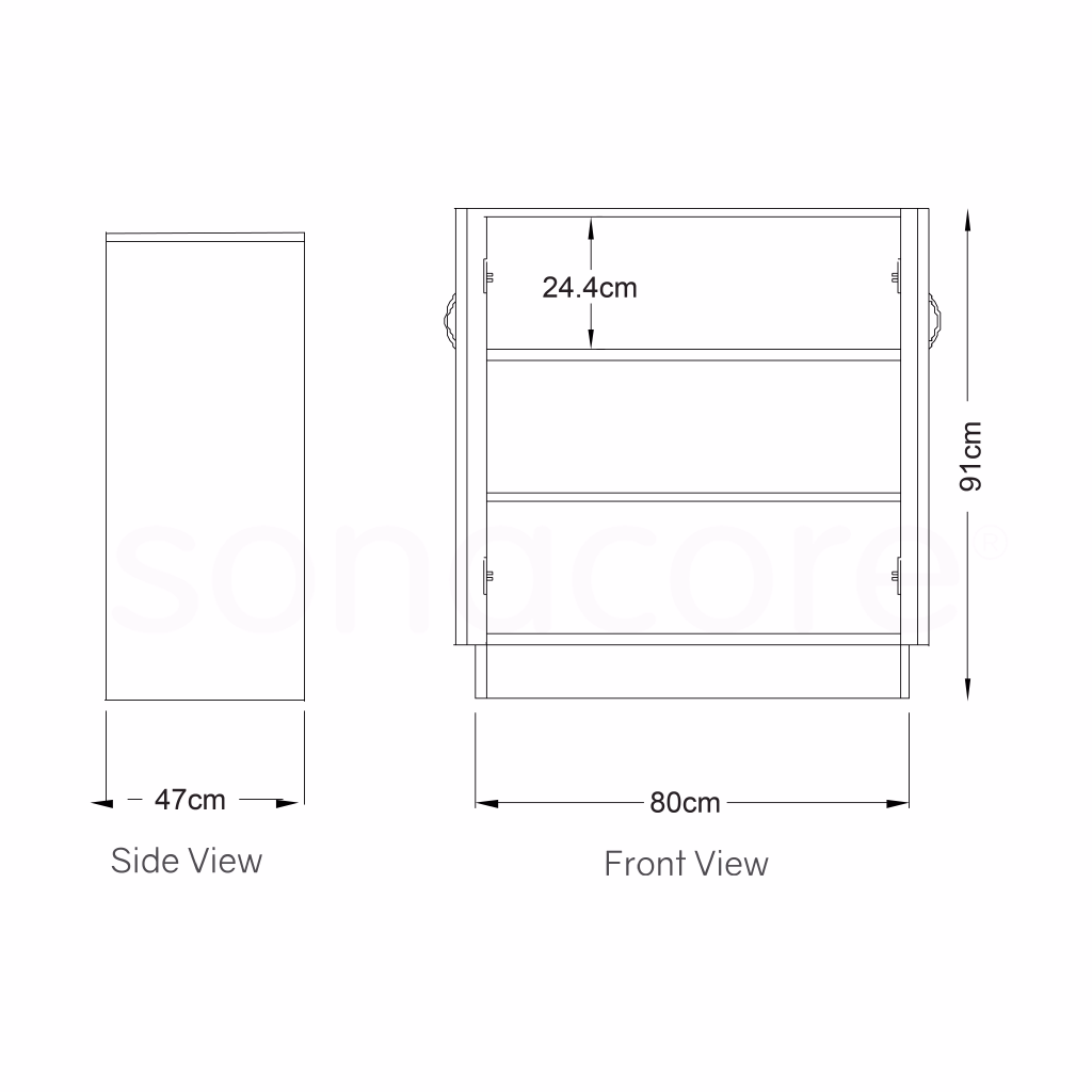 Cabinet Low Height - 3 Shelf with Shutter - Bav Beech - Image 2