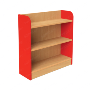 Library Bookshelf - Single Sided - 3 Level - Red