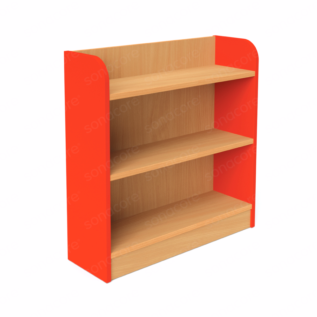 Library Bookshelf - Single Sided - 3 Level - Red