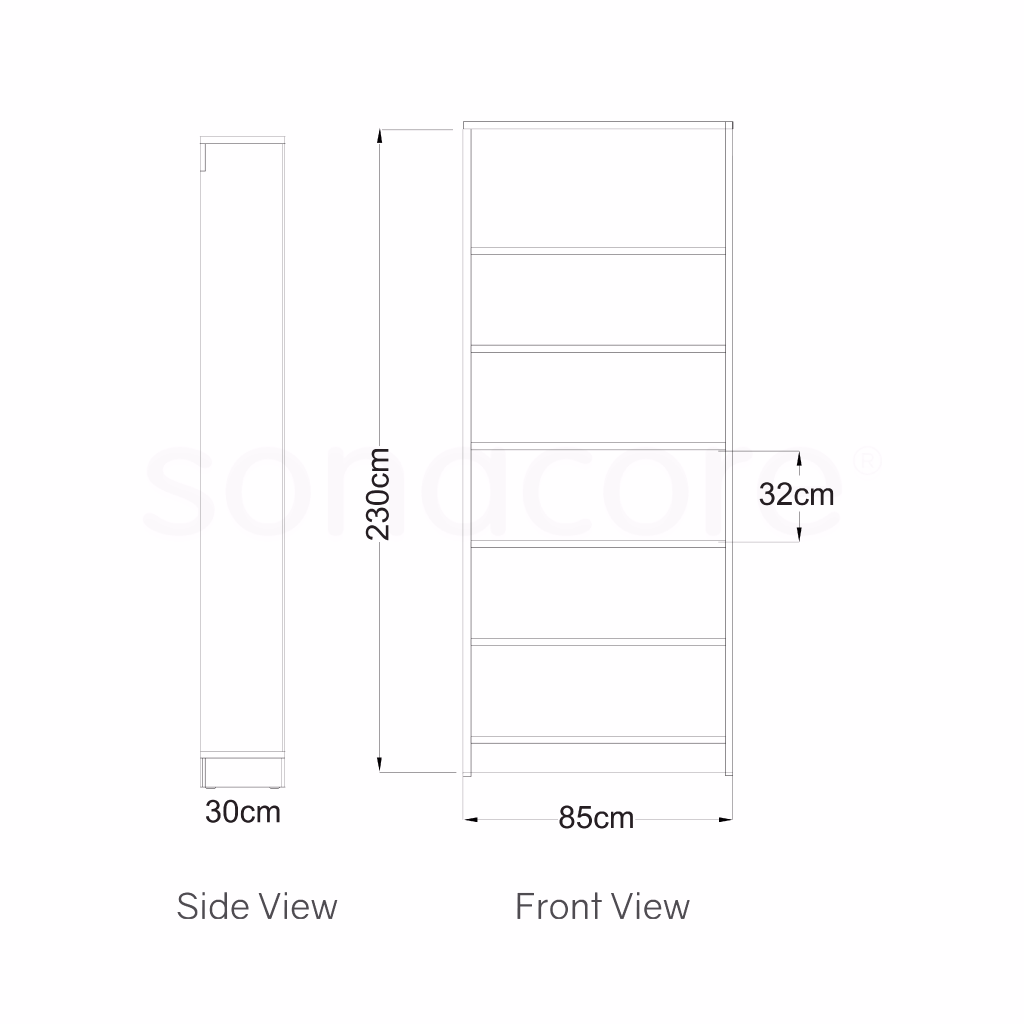 Library Bookshelf - Single Sided - 6 Level - Bav Beech Finish - Image 2