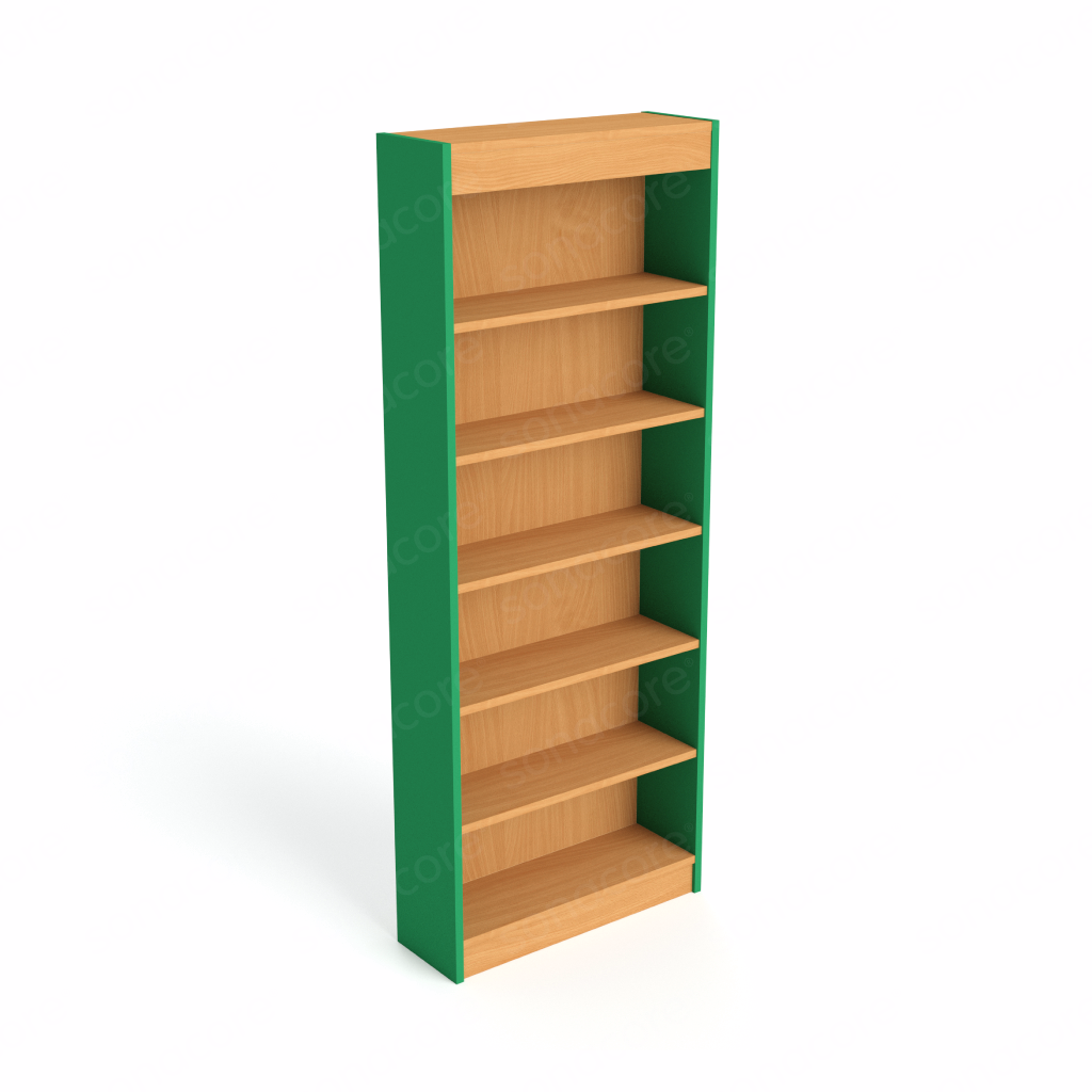 Library Bookshelf - Single Sided - 6 Level - Green