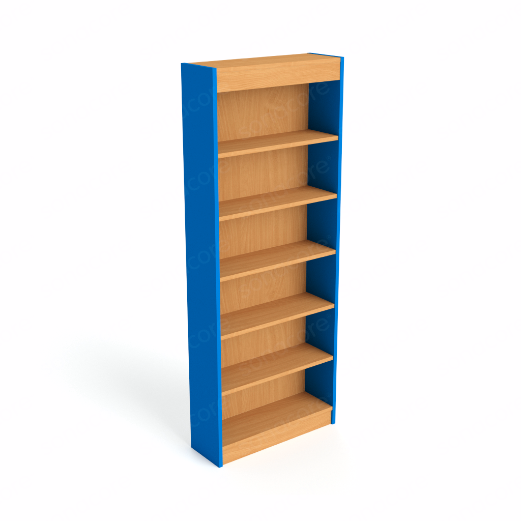 Library Bookshelf - Single Sided - 6 Level - Blue