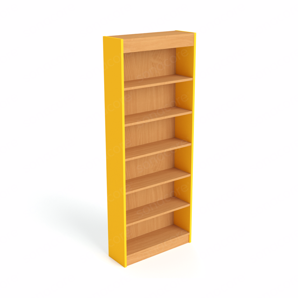 Library Bookshelf - Single Sided - 6 Level - Yellow