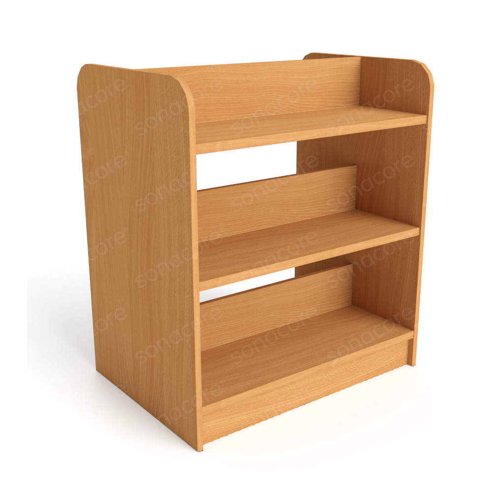 Library Bookshelf - Double Sided - 3 Level - Bav Beech Finish