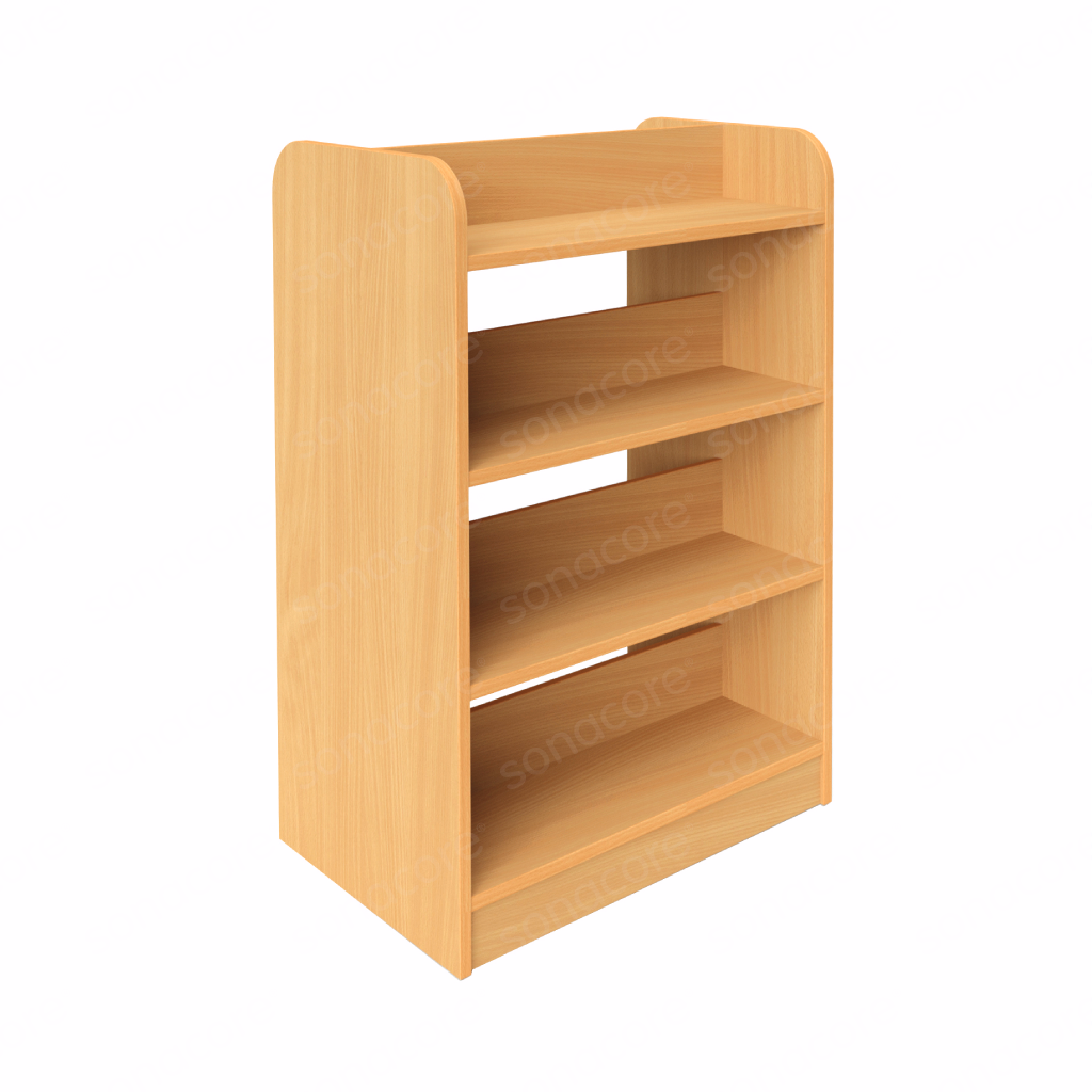 Library Bookshelf - Double Sided - 4 Level - Bav Beech Finish