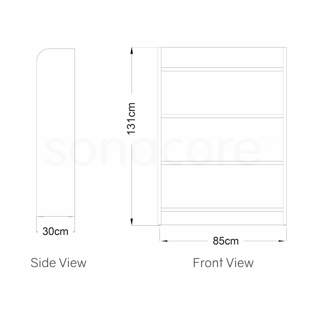 Library Bookshelf - Double Sided - 4 Level - Bav Beech Finish - Image 2
