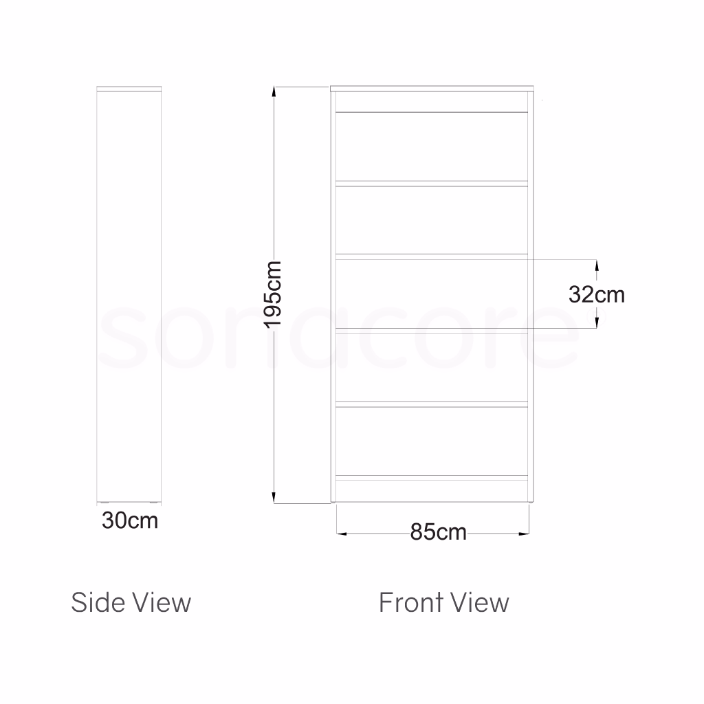 Library Bookshelf - Double Sided - 5 Level - Bav Beech Finish - Image 2