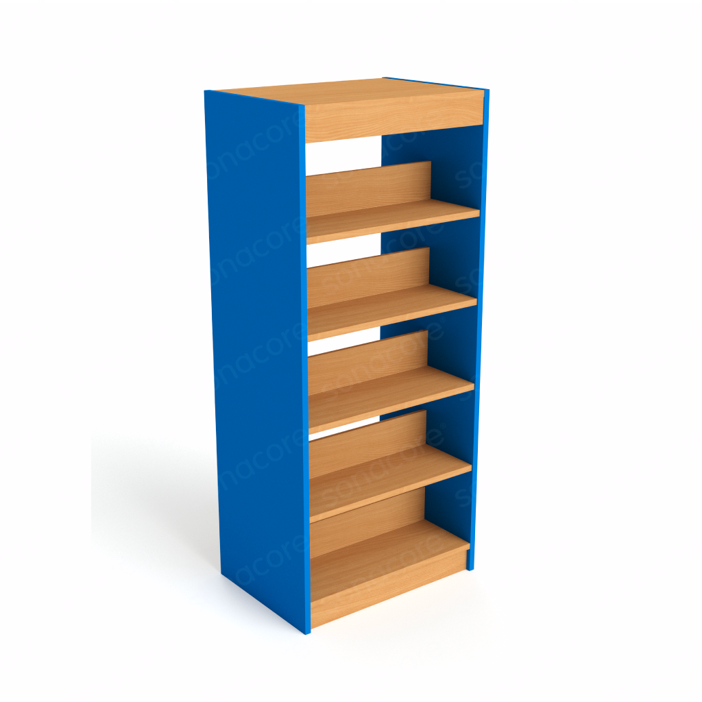 Library Bookshelf - Double Sided - 5 Level - Blue