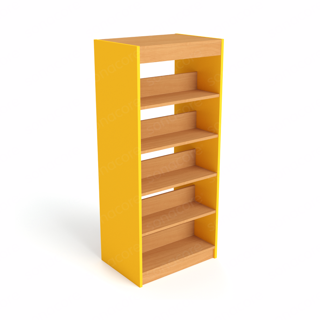 Library Bookshelf - Double Sided - 5 Level - Yellow