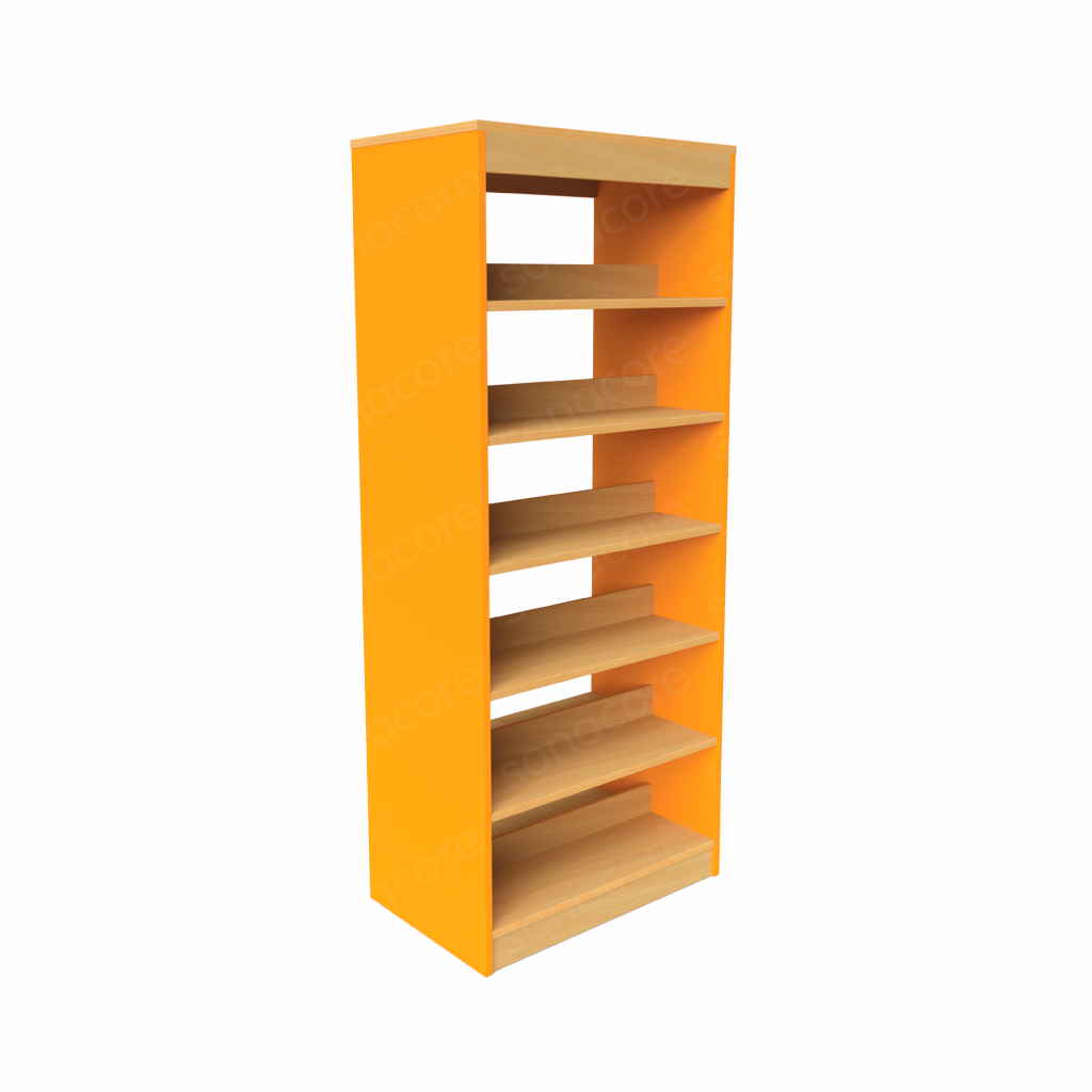 Library Bookshelf - Double Sided - 6 Level - Yellow