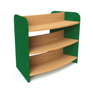 Library Bookshelf - Curved Double Sided - 3 Level - Green